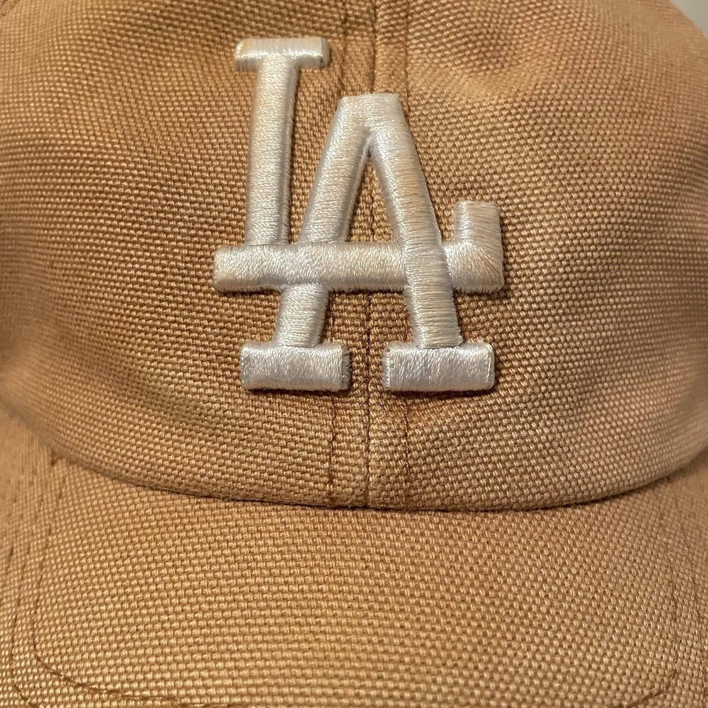 Carhartt x '47 Los Angeles Dodgers Clean Up Hat Brown Duck Canvas Adjustable Cap - Picture 2 of 11